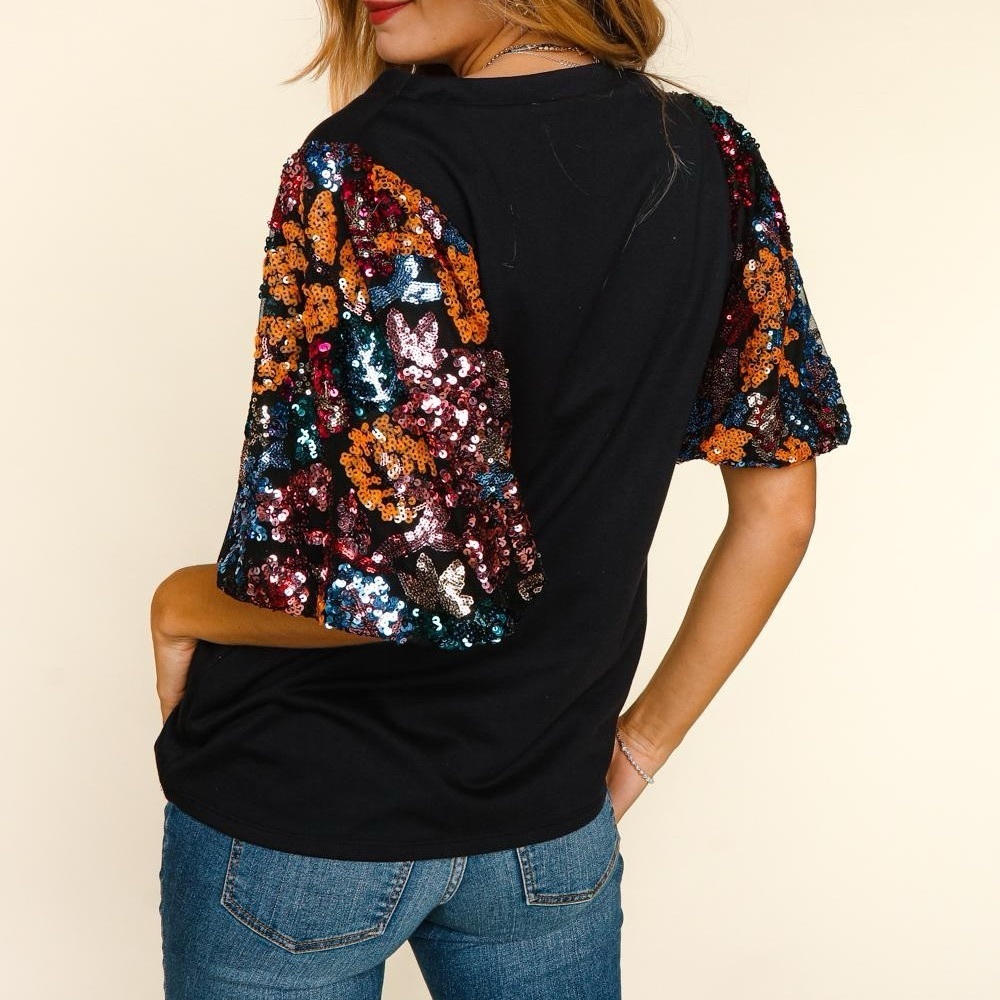 🔥🔥Solid Knit Multi Color Sequence Bubble Sleeve… - image 2